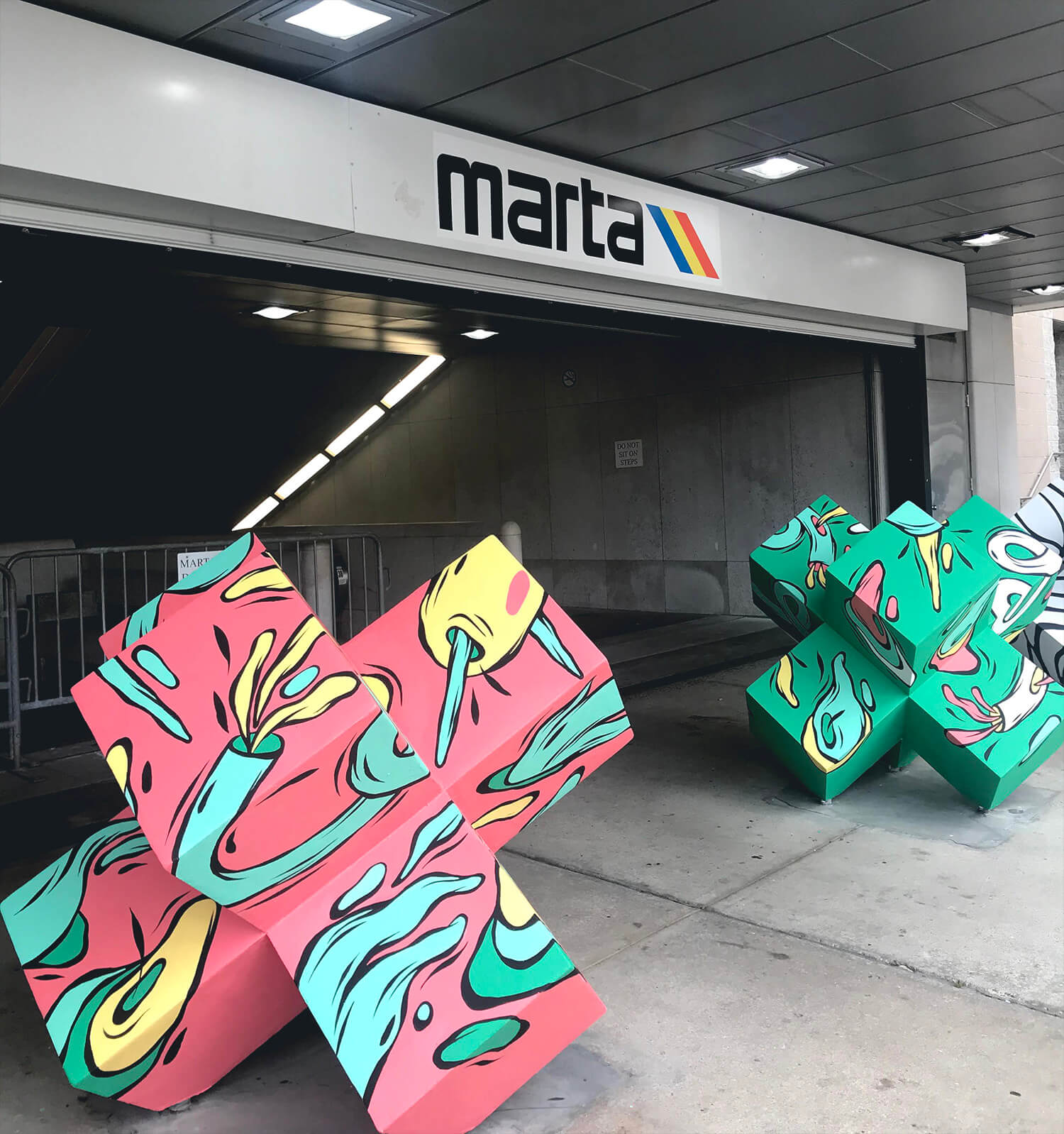 Five Points station bollards, Downtown Atlanta, 2020